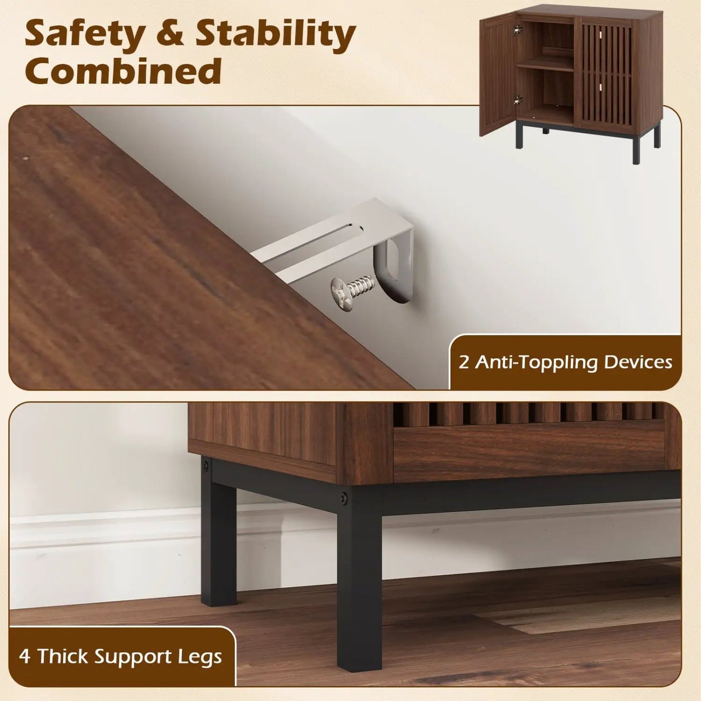 Walnut buffet cabinet 32 in DirectDeals storage with anti-toppling devices on Tampa Home & Garden Store
