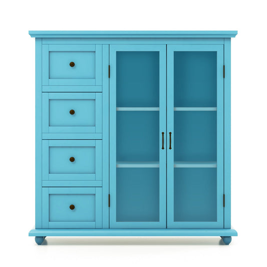 Mesa auxiliar tipo bufé Mueble de almacenamiento de cocina con cajones y puertas - Verde