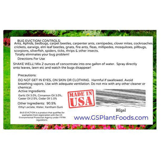 Bug Eviction! All Natural Super Repellant garden pest repellent by GS Plant Foods Made in USA on Tampa Home & Garden Store
