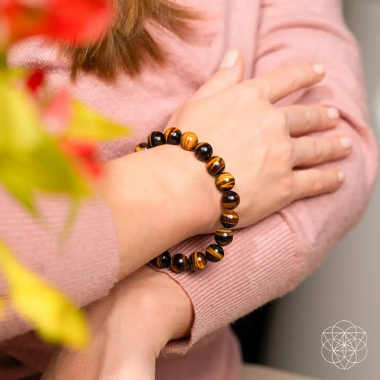 Bracelet Built to Win 7A Tiger's Eye beads, brown-gold striped Conscious Items brand on Tampa Home & Garden Store