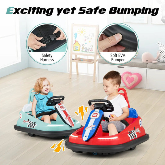 6V kids Ride-on Bumper Car with 360° Spinning and Dual Motors-Green - Tampa Home & Garden Store