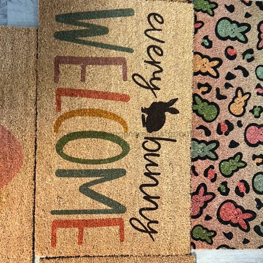 Doormat DecoExchange Every Bunny Welcome Easter Doormat with rainbow WELCOME and bunny motif on Tampa Home & Garden Store