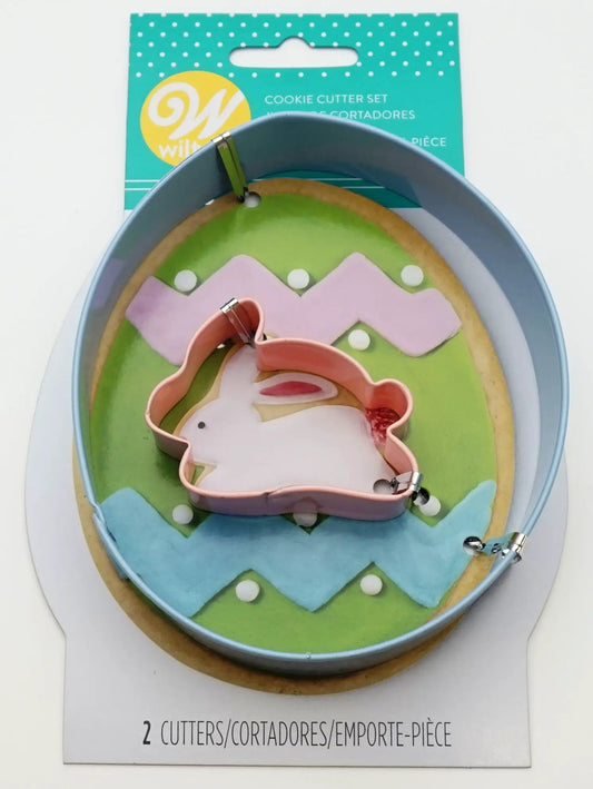 Cookie Cutter Set Bunny & Egg by Wilton, pink bunny cutter with 2 shapes for baking on Tampa Home & Garden Store
