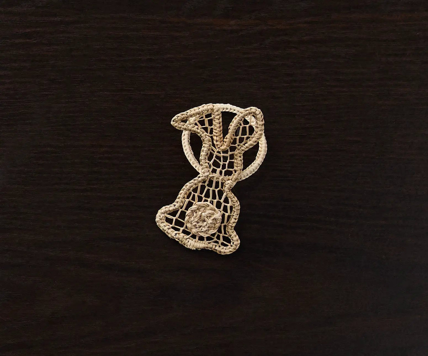 Bunny Napkin Ring handwoven Iraca palm natural beige 3.5 in Payton James on Tampa Home & Garden Store