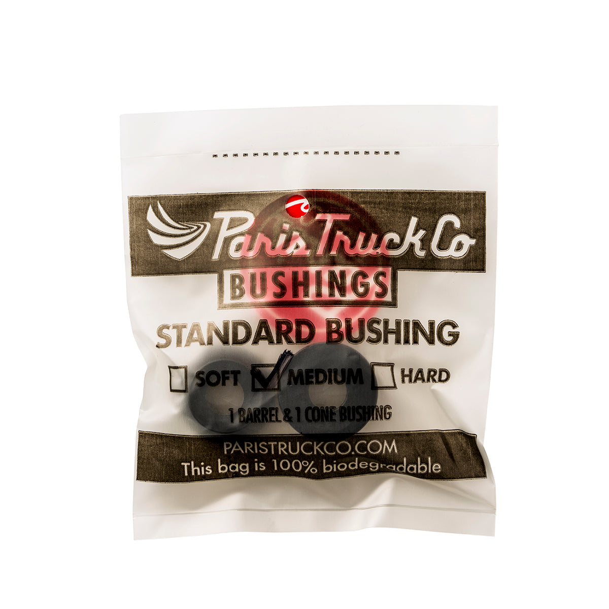 Paris Truck Co Standard Bushing Pack medium 1 barrel & 1 cone bushing in a white bag on Tampa Home & Garden Store