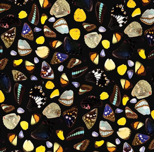 Butterfly terrazzo wallpaper black with colorful butterfly motifs on Tampa Home & Garden Store