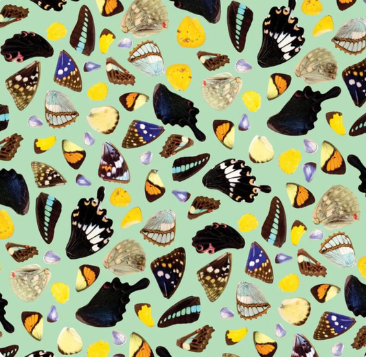 Butterfly Terrazzo mint wallpaper on mint background by Samantha Santana Creative on Tampa Home & Garden Store