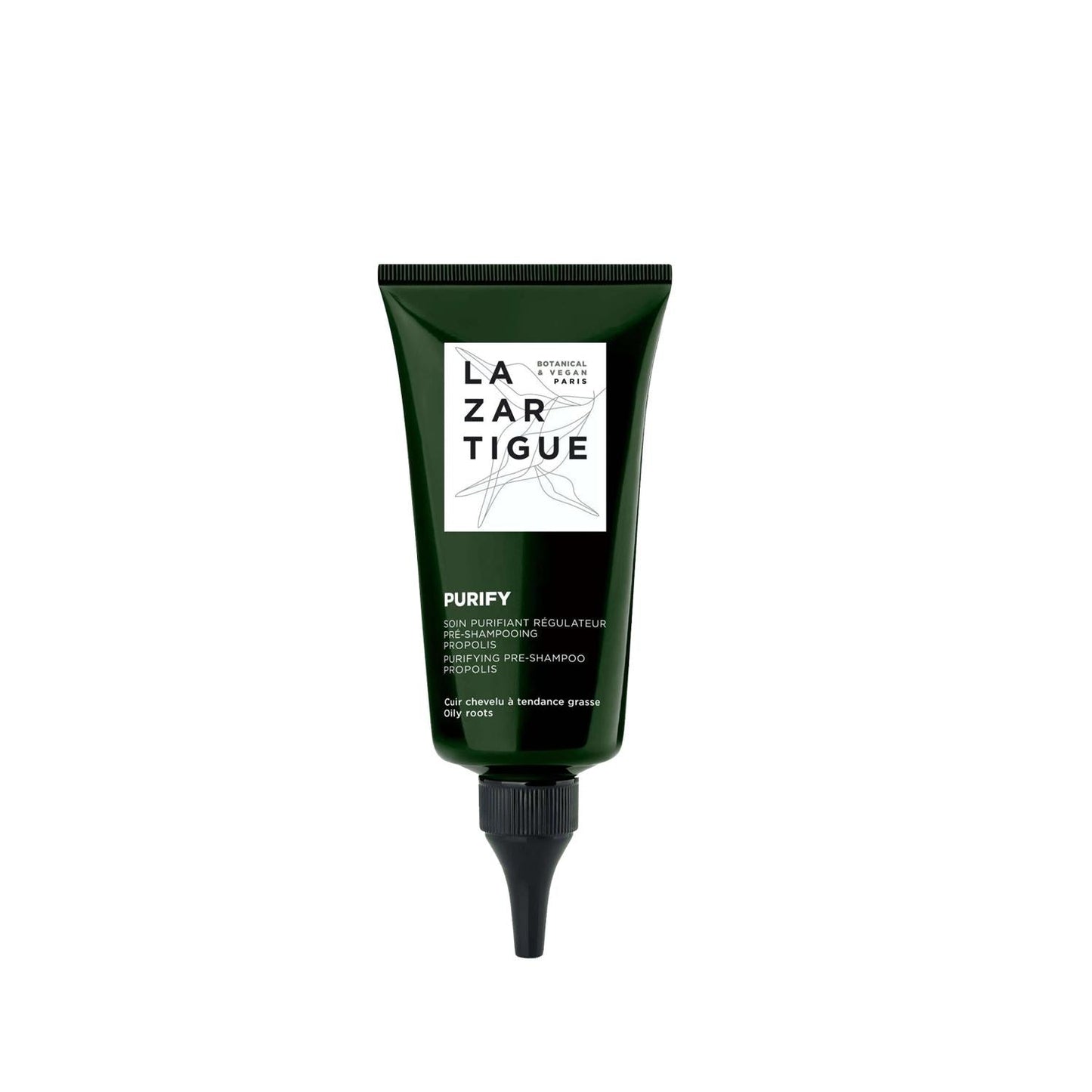 Lazartigue Purify vegan scalp exfoliator tube dark green with white label 75 ml on Tampa Home & Garden Store