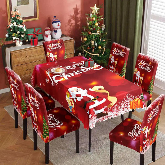 Christmas waterproof tablecloth and chair covers set red Santa design VIP Digital Presence on Tampa Home & Garden Store