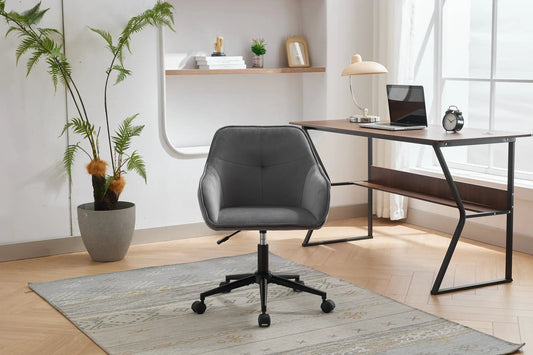 Velvet Office Desk Chair with Wheels, charcoal gray upholstery, VIP Digital Presence on Tampa Home & Garden Store