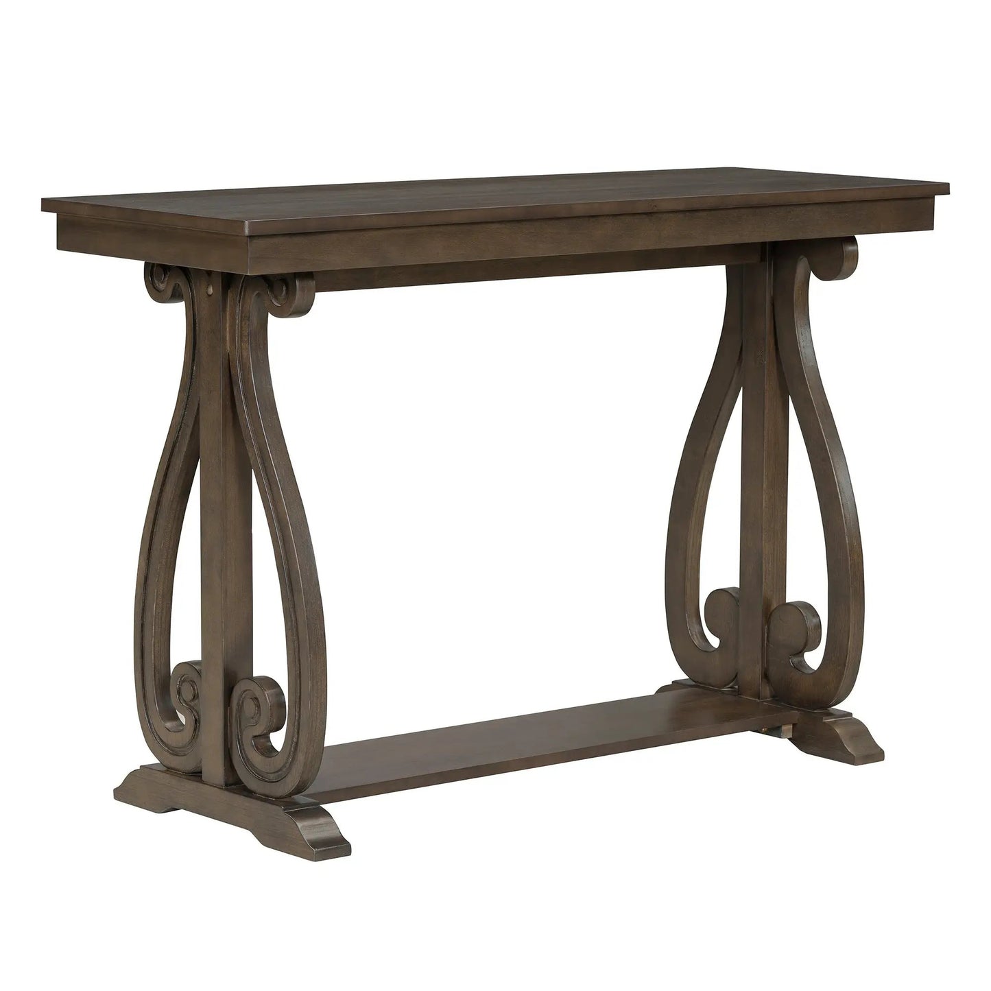 Mesa Consola Rústica Vintage de 48 Pulgadas --- Mesa de Entrada Estilo Granja con Estante Abierto y Construcción Robusta (Nogal)