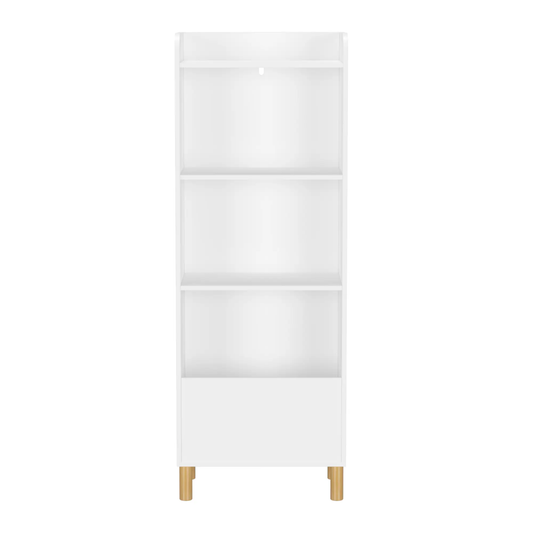 Kids 4-Tier Bookcase and Toy Storage Cabinet white with natural wood legs on Tampa Home & Garden Store