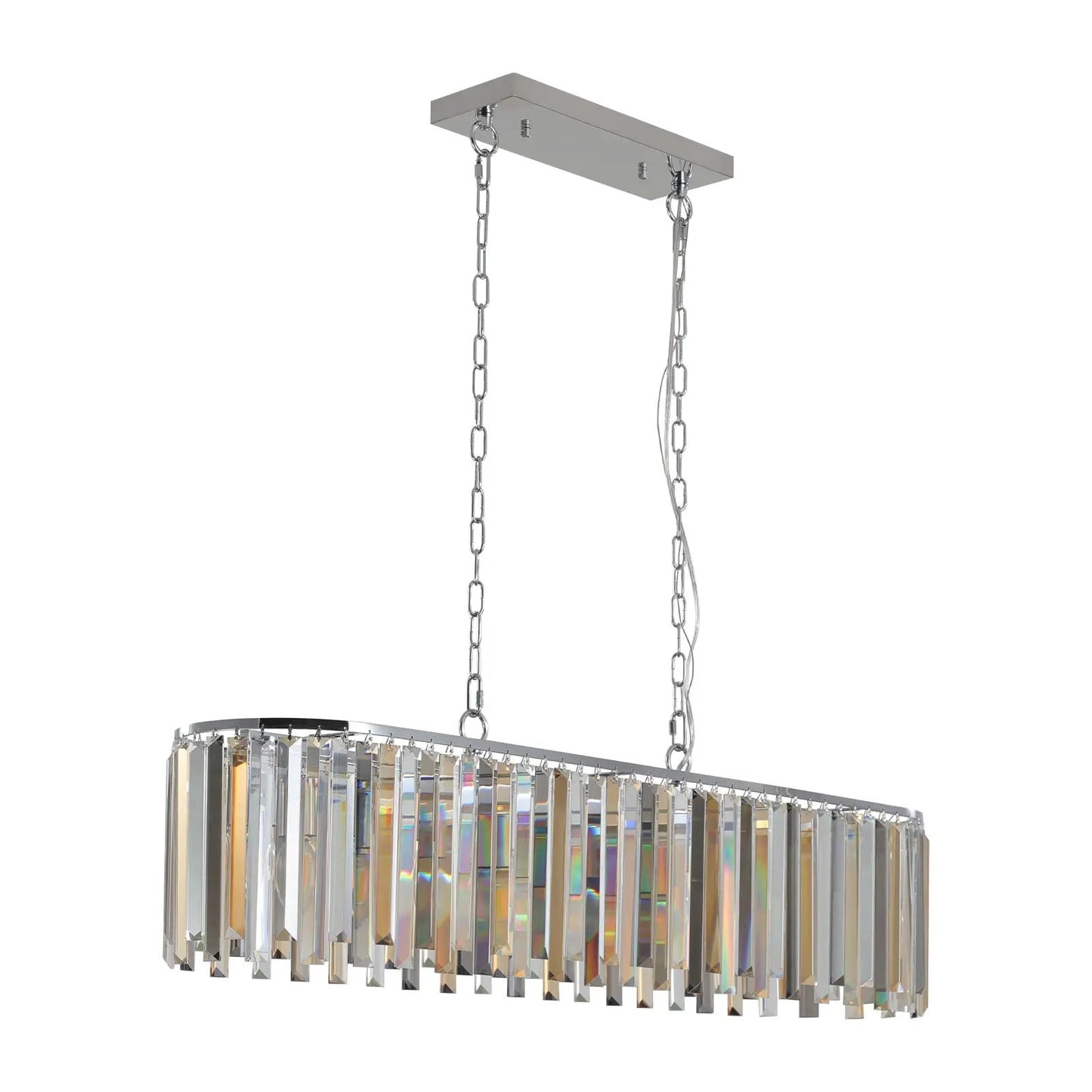Lámpara de araña ovalada de cristal moderna, accesorio de iluminación de lujo para el hogar