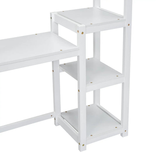 House shaped wooden desk for kids with built-in shelves, white finish on Tampa Home & Garden Store