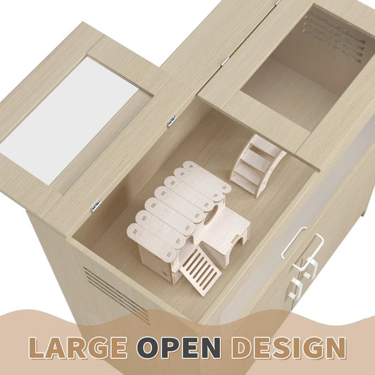 Hamster cage with independent storage and bridge in natural wood finish on Tampa Home & Garden Store