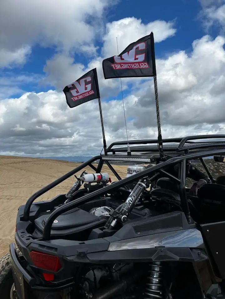 GGLighting Whip Flag for LED Whips 17x12 dual black flags mounted on off-road UTV on Tampa Home & Garden Store