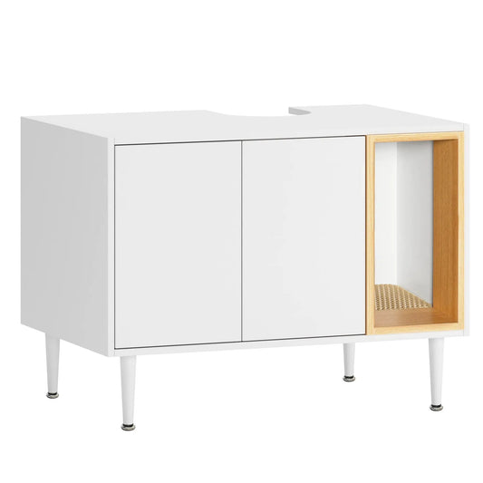 Bathroom sink cabinet with cat litter box, white finish and wood frame VIP Digital Presence on Tampa Home & Garden Store