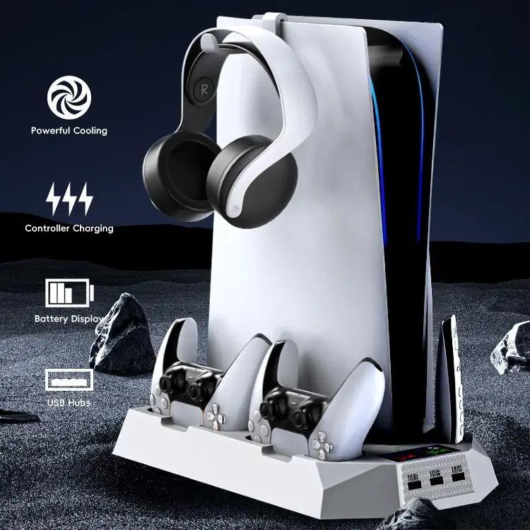 Base de carga multifuncional universal PS5 Slim/PS5 con soporte de refrigeración para edición digital/con lector de discos