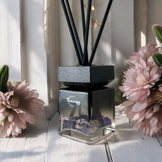 Cactus Flower and Jade Crystal-Enhanced Reed Oil Diffuser, 100ml - Tampa Home & Garden Store