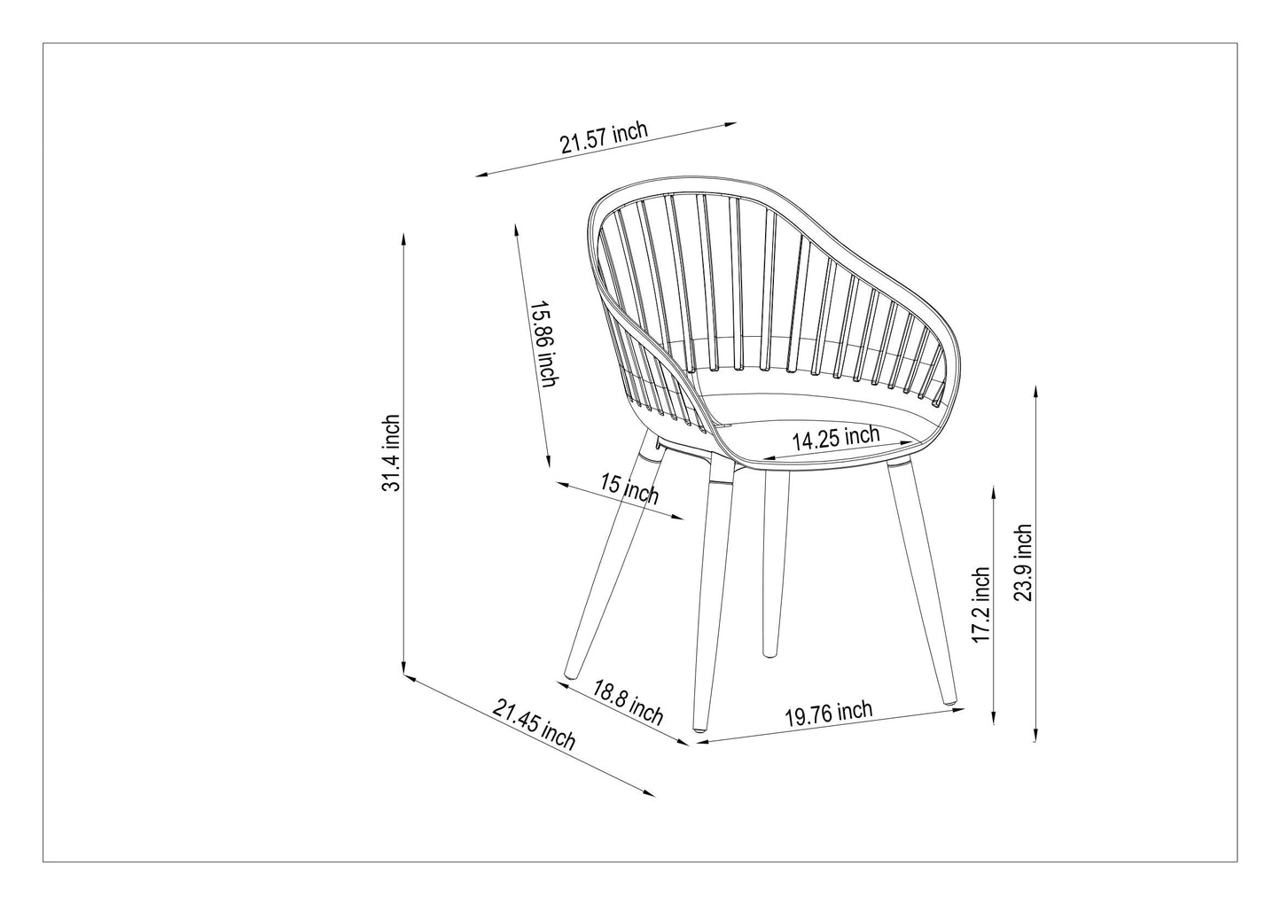 Portals Light C-shape outdoor chair with curved slat back by LifestyleGarden US on Tampa Home & Garden Store