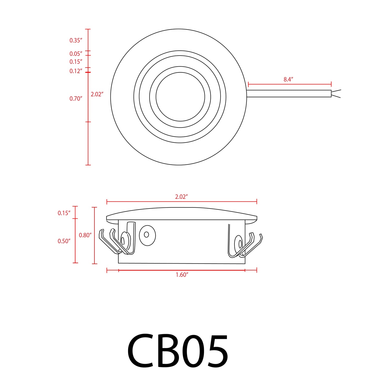 CB05 rond LED Dimmable en fonte d'aluminium encastré armoire lumière vers le bas luminaire