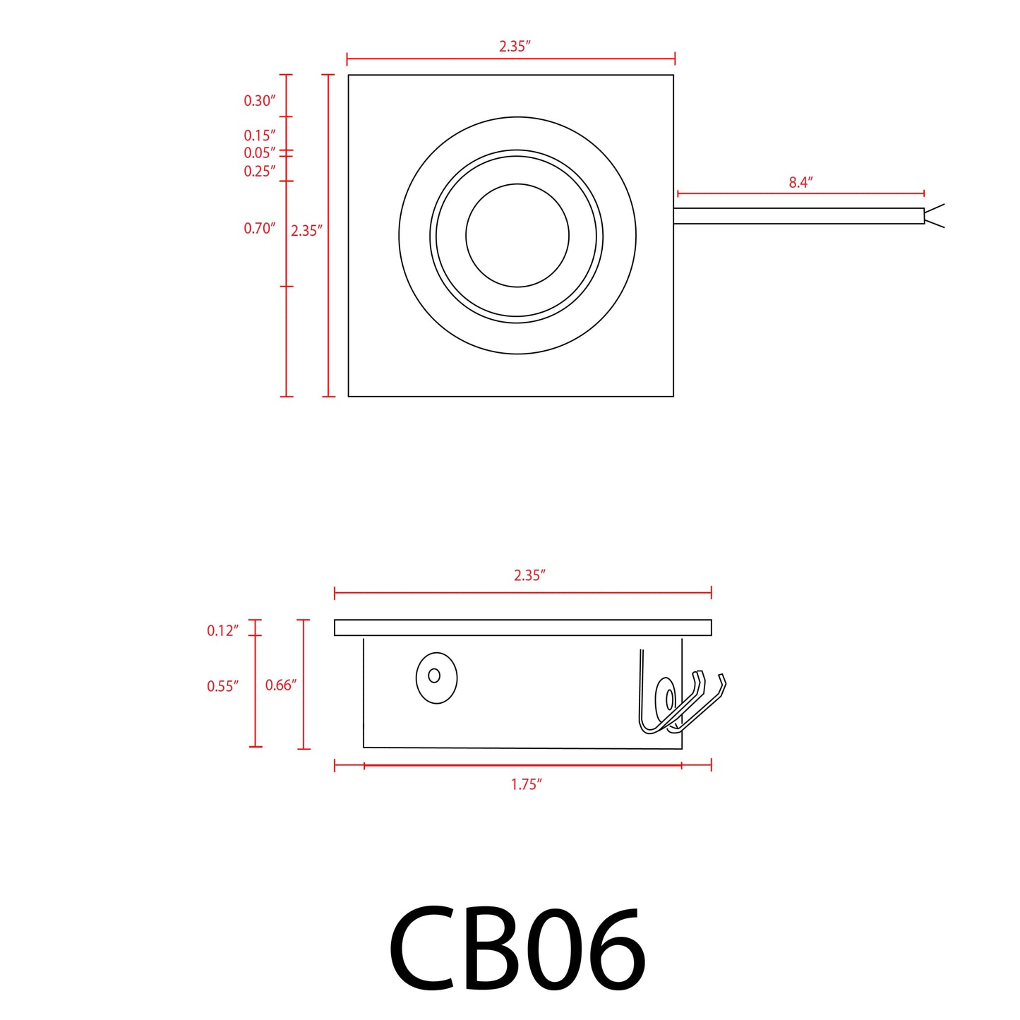 CB06 Dimmable Recessed Square Cast Aluminum LED Puck Light Cabinet Downlighting