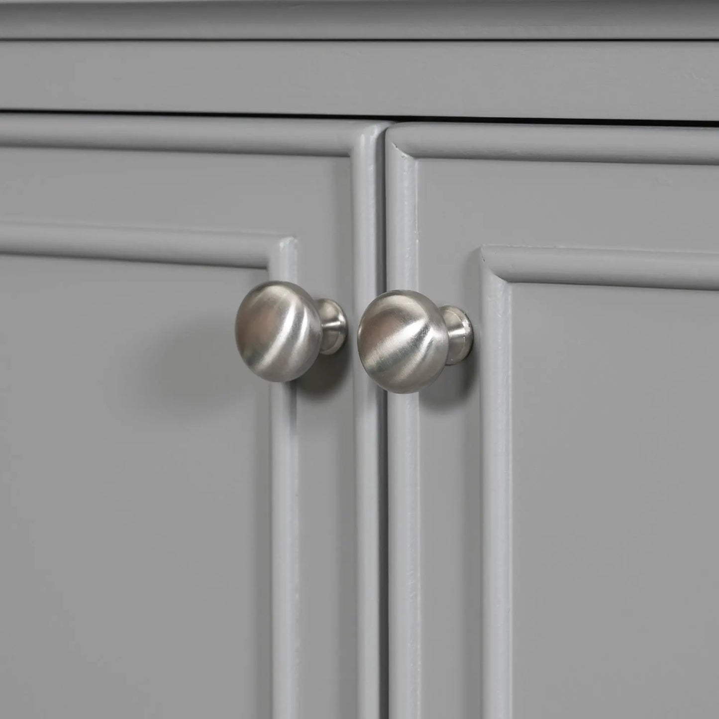 30 Inch Grey bathroom vanity doors with brushed nickel knobs on Tampa Home & Garden Store