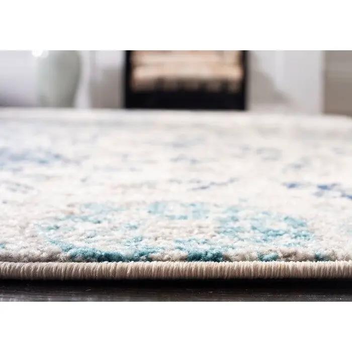 5' x 7' Coastal Blue Grey Damask Indoor Area Rug - Tampa Home & Garden Store