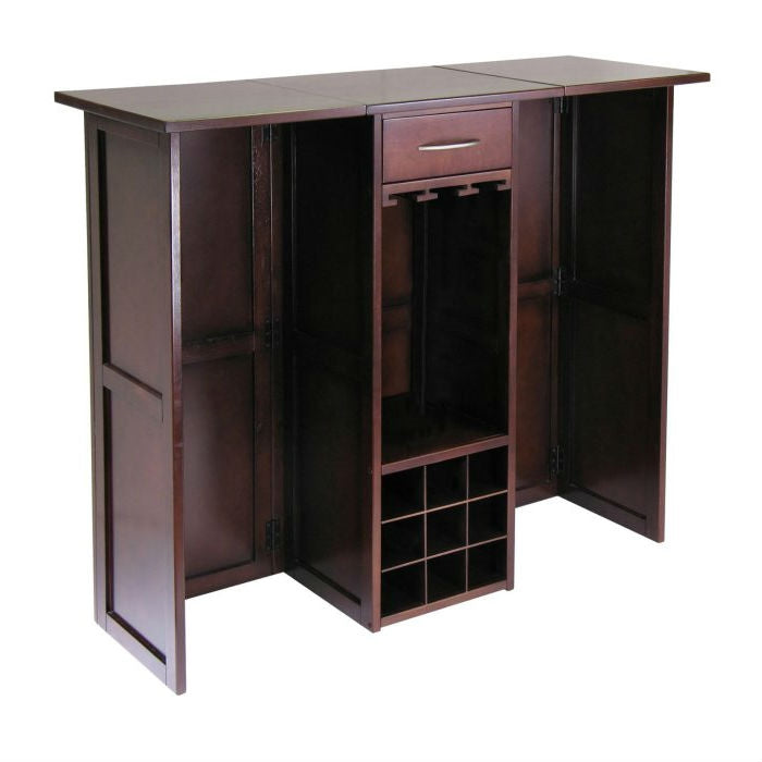 Mini Bar Mostrador de Vino de Nogal de 9 Botellas Expandible