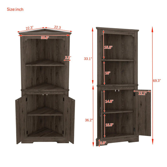 Tall Corner Cabinet with Doors Dark Walnut finish bathroom cabinet VIP Digital Presence on Tampa Home & Garden Store
