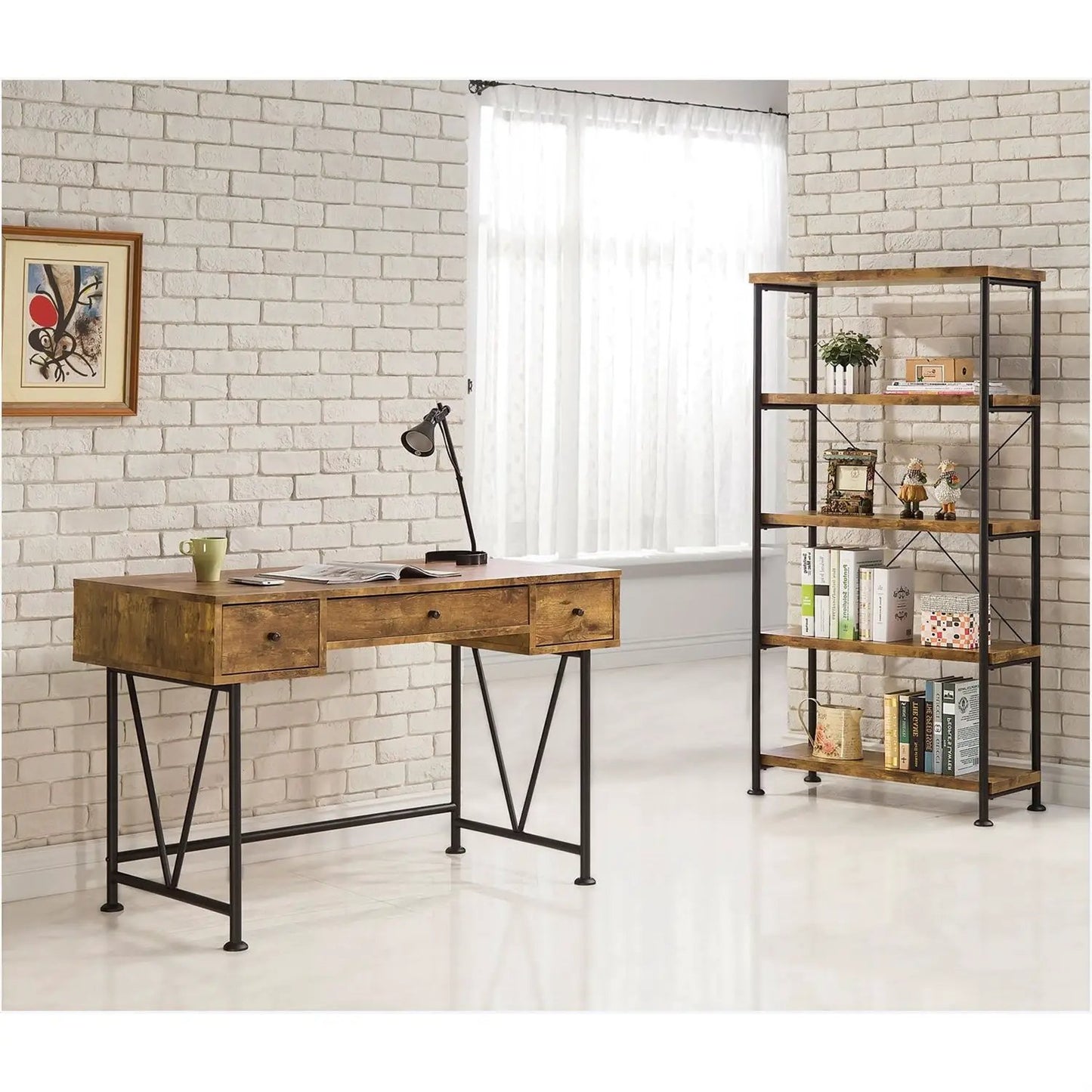 Farmhouse Rustic Home Office 3 Drawer Writing Desk - Tampa Home & Garden Store