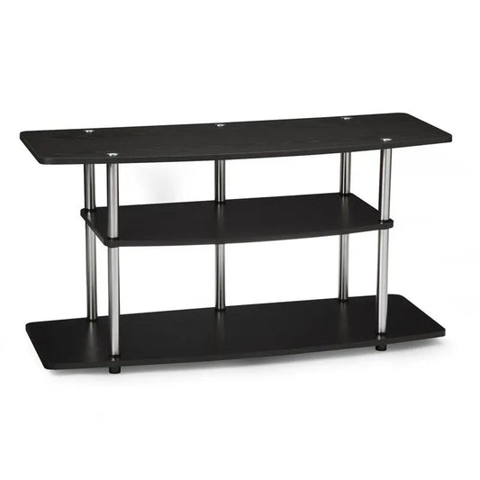 3-Tier flat screen TV stand in black wood grain with chrome legs on Tampa Home & Garden Store