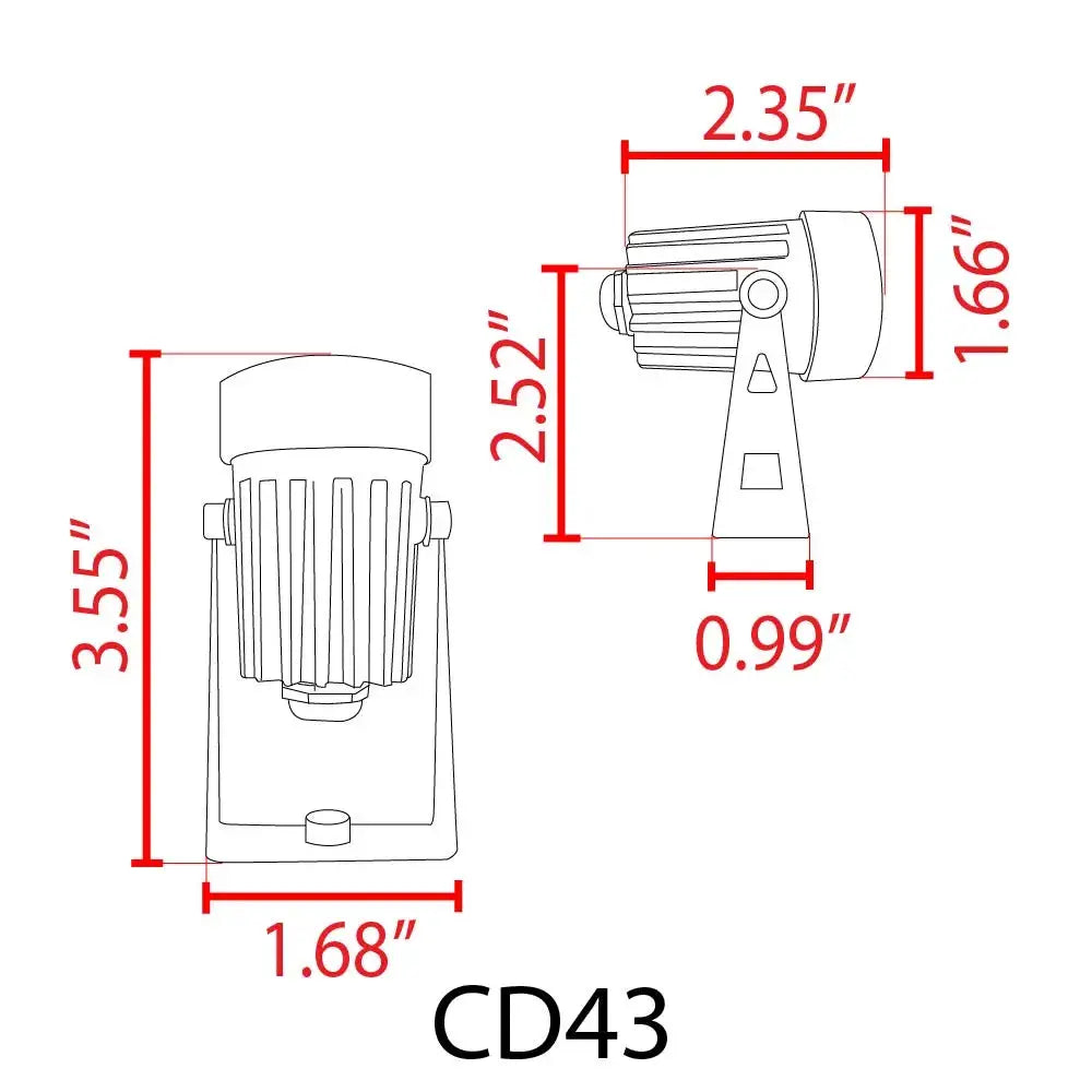 CD43 5W waterproof LED landscape spotlight with adjustable mounting bracket on Tampa Home & Garden Store
