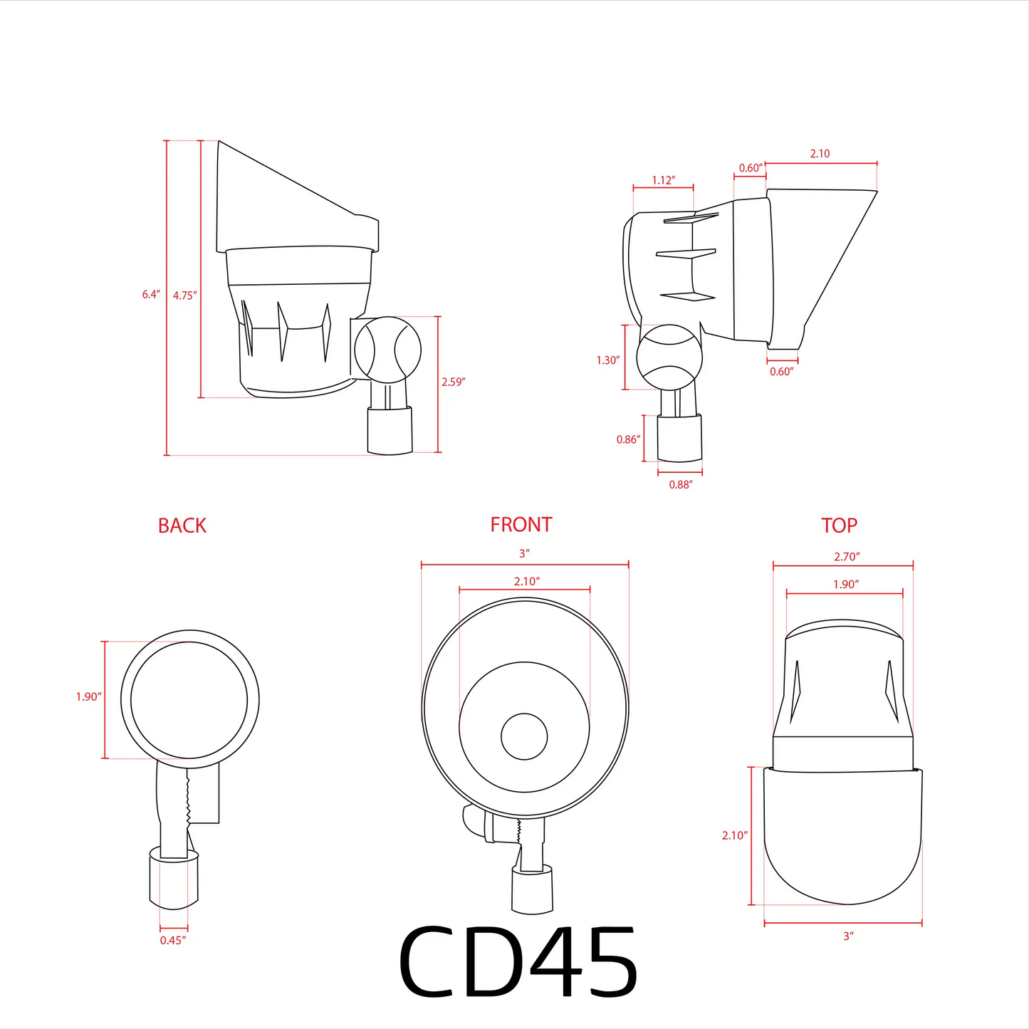 CD45 Black LED Directional Up Light Outdoor Mono Point Spotlight - Tampa Home & Garden Store
