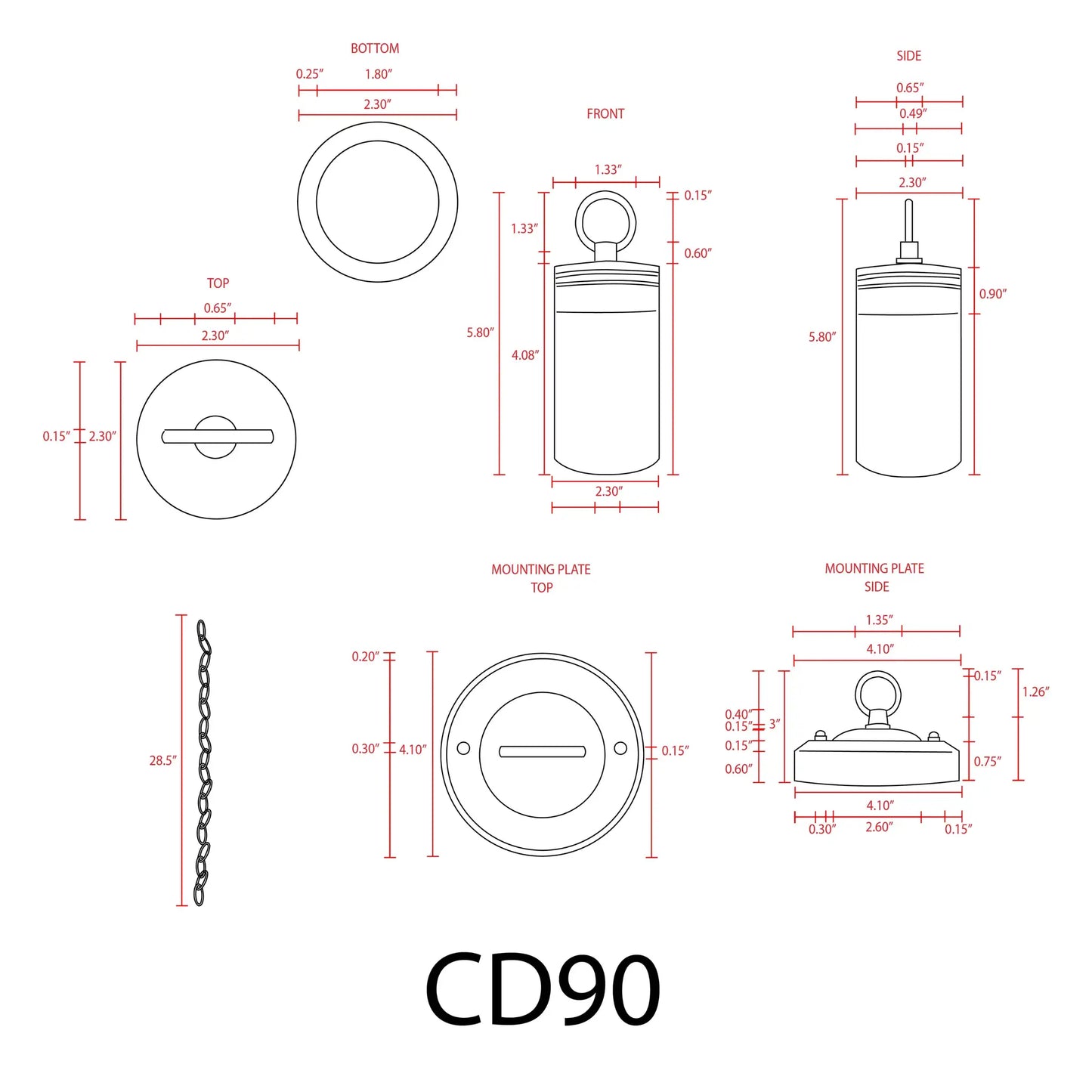 CD90 Low Voltage Philips Bulb Cylinder Pendant Light Hanging Spotlight - Tampa Home & Garden Store