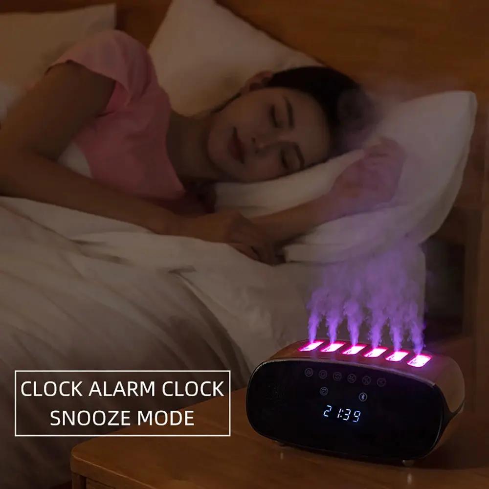 Music Clock Humidifier with Volcano Light, black bedside bowl-style humidifier with purple mist on Tampa Home & Garden Store