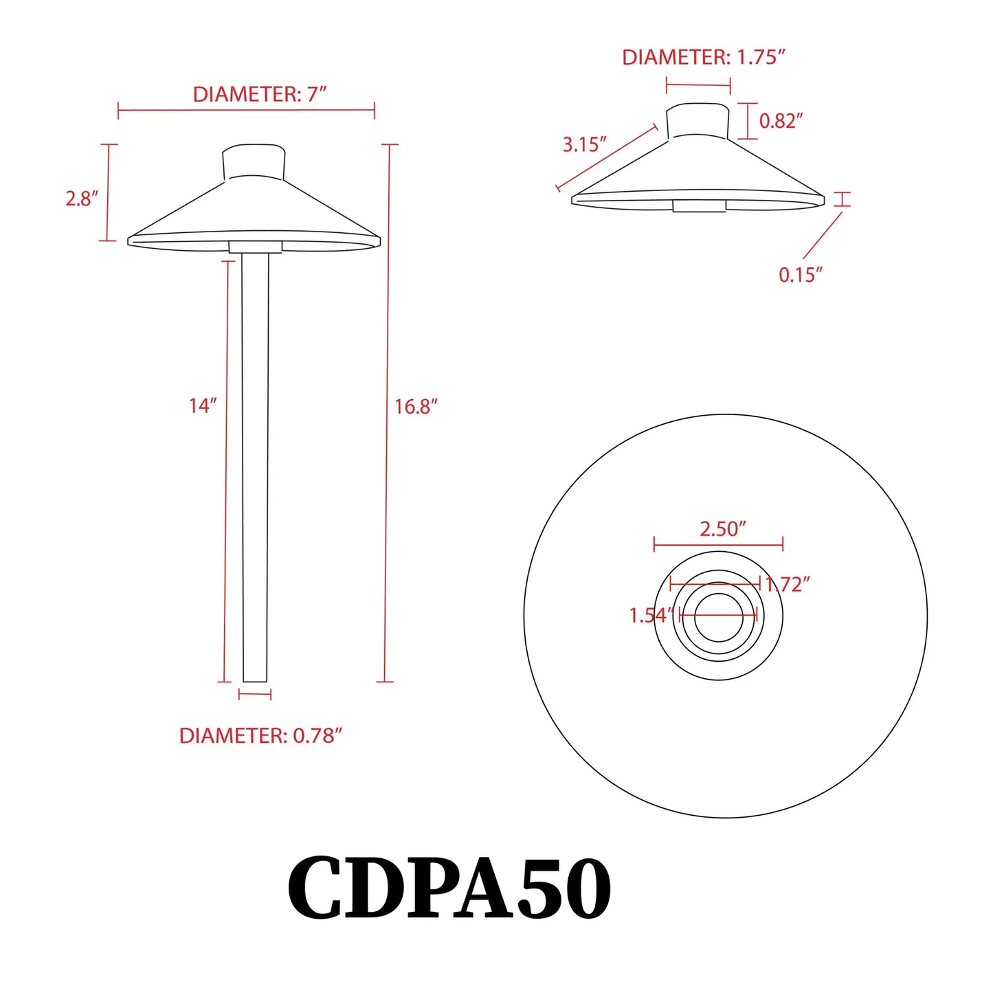 CDPA50 3W 12V Smooth Hat Integrated LED Low Voltage Path Light - Tampa Home & Garden Store