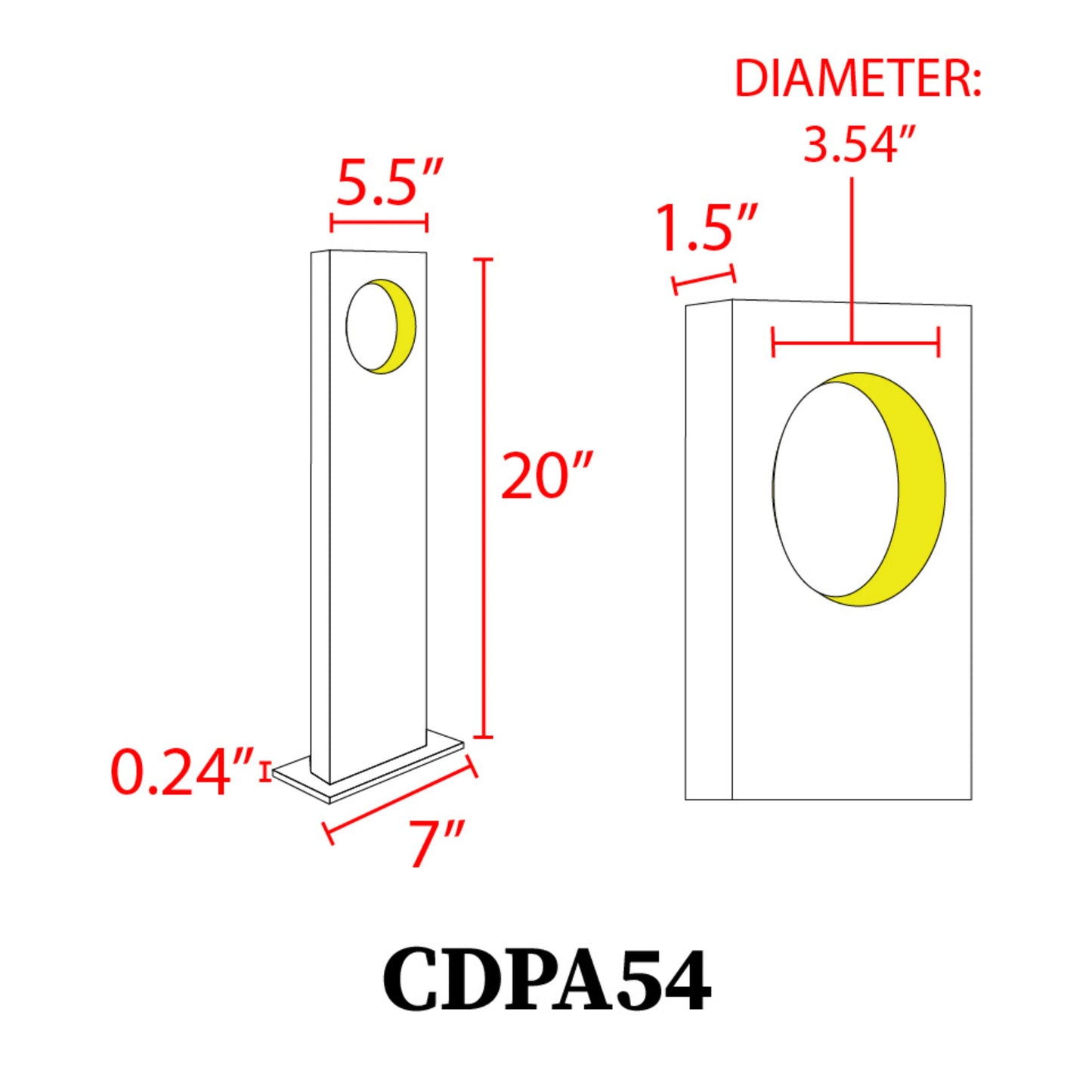 CDPA54 Low Voltage 3W LED Modern Bollard Light Landscape Path Light