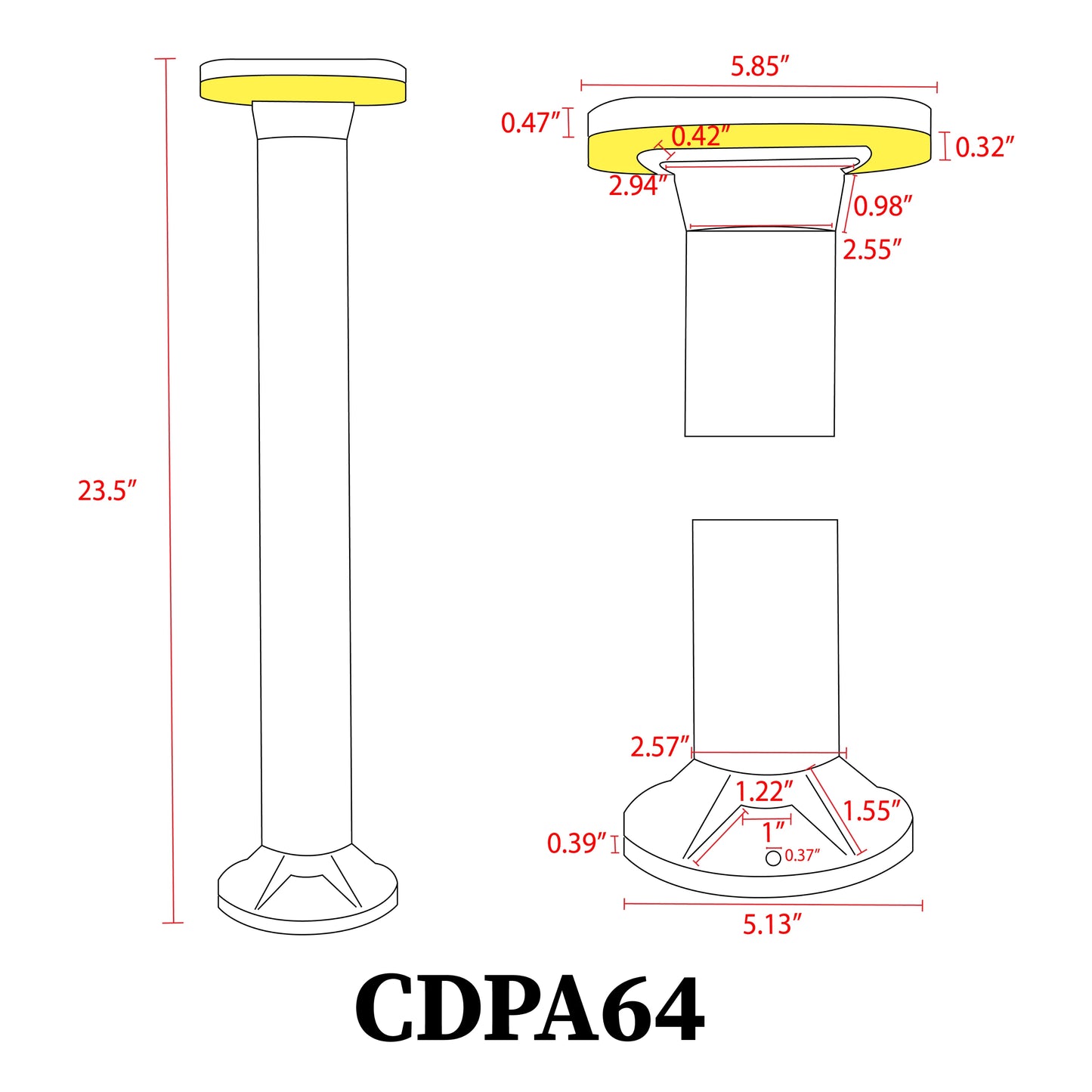 Iluminación de camino con bolardo CDPA64 de 12 W con LED en la parte superior circular, moderna, de bajo voltaje