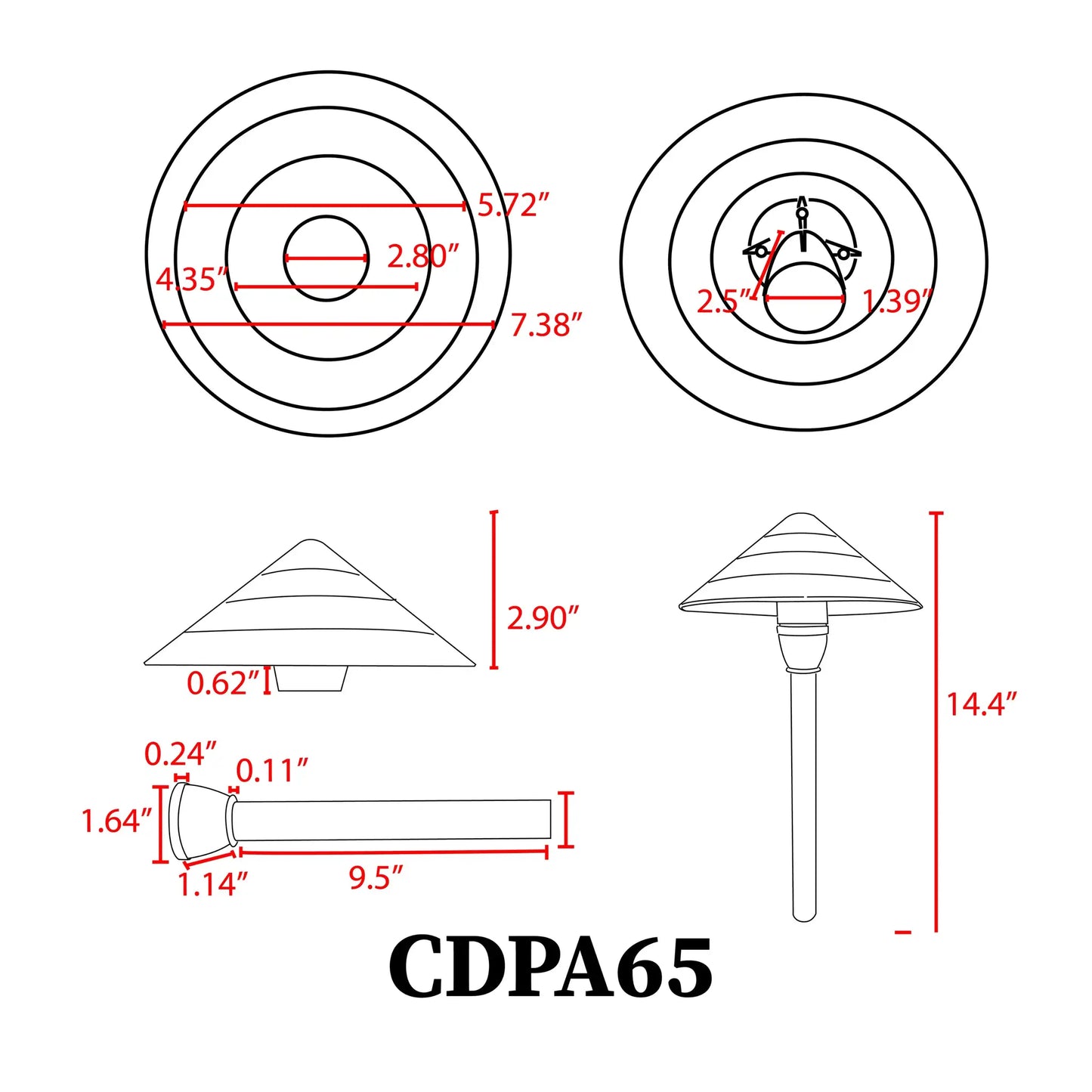 CDPA65 3W 12V Beaded Swivel Hat LED Low Voltage Path Light - Tampa Home & Garden Store