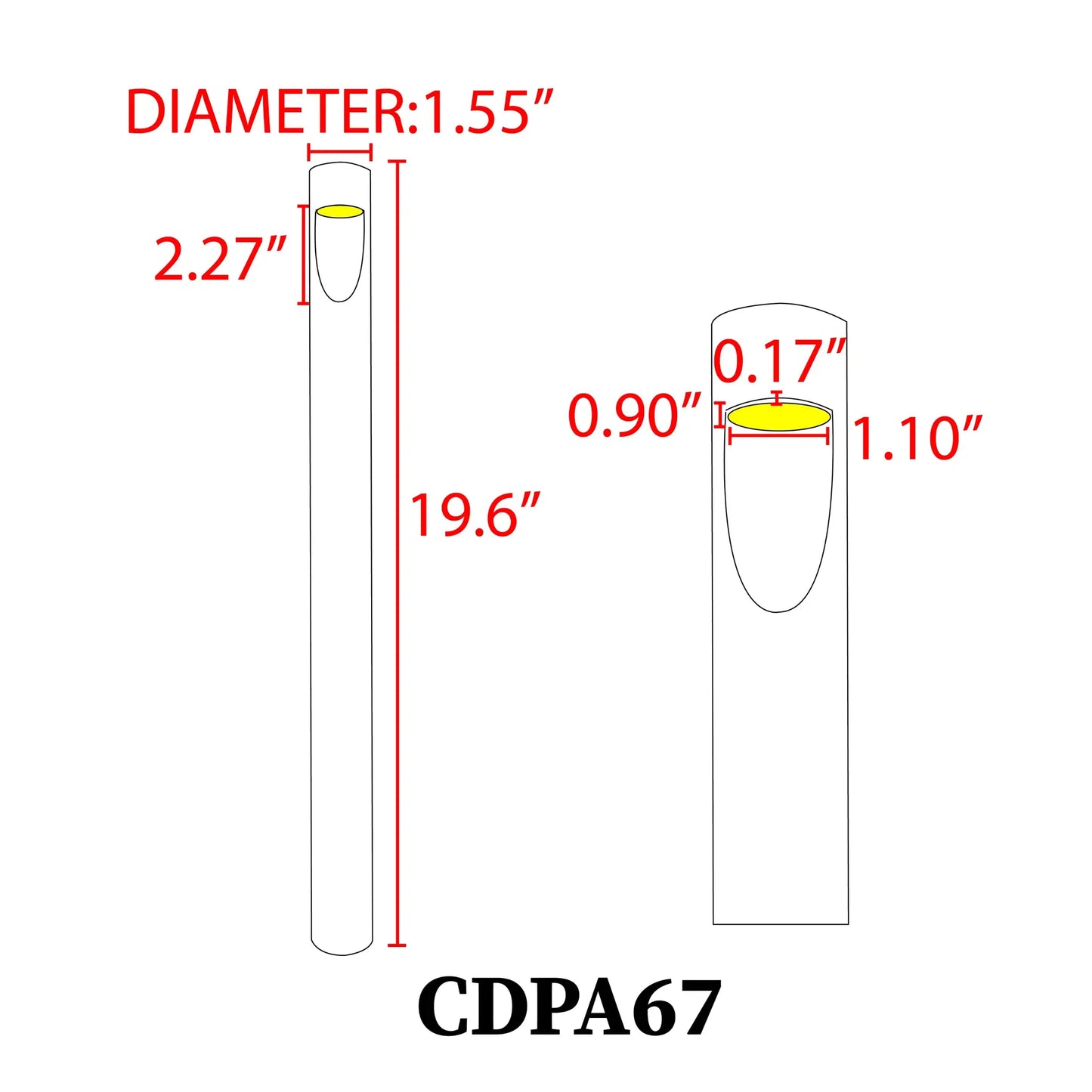 CDPA67 3W LED Uni Directional Slit Cylinder Bollard Path Light Low Voltage Outdoor Landscape Lighting - Tampa Home & Garden Store