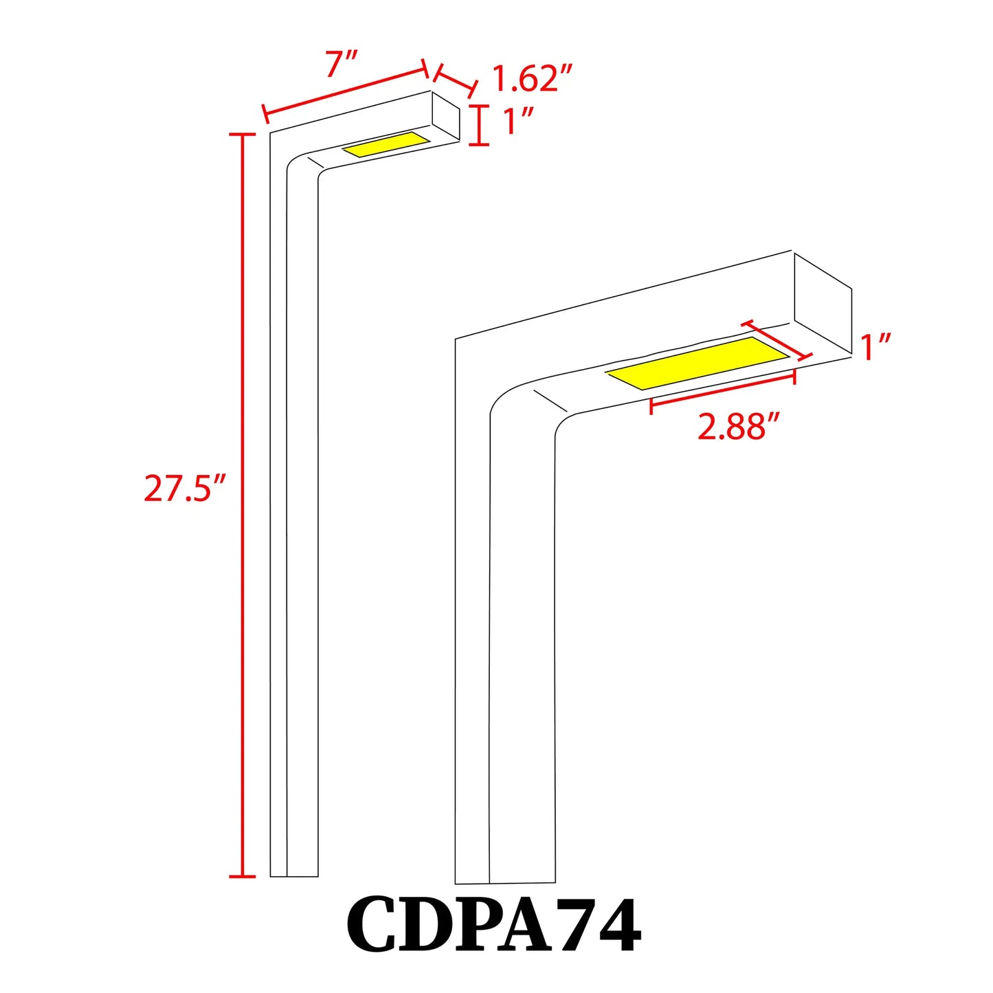 CDPA74 heavy duty cast aluminum LED path light black finish diagram by Kings Outdoor Lighting on Tampa Home & Garden Store