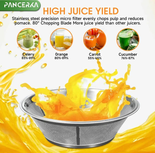 JuiceMax 800W Juicer PANCERKA with stainless steel micro filter and juice yield juice splash on Tampa Home & Garden Store