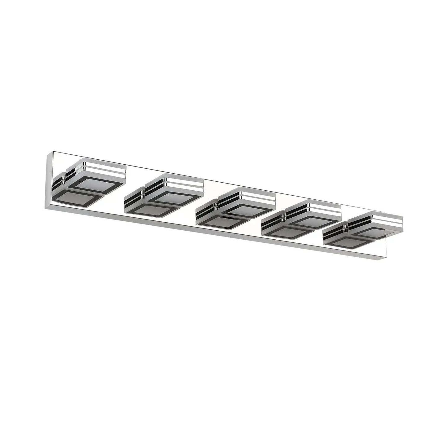 Luz de tocador LED moderna cromada, luz de espejo de tocador cromada de acrílico con 5 luces