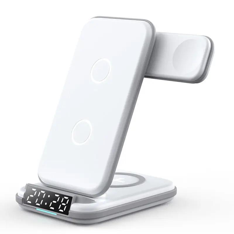 Soporte de carga inalámbrico de escritorio privado cuatro en uno, reloj de mesa, cargador inalámbrico adecuado para iPhone 13/14