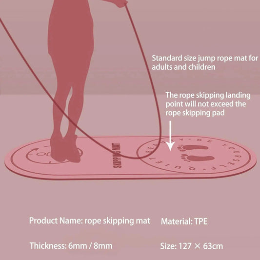 Jump Rope Mat pink non-slip indoor exercise pad, TPE, size 127x63 cm, thickness 6mm/8mm on Tampa Home & Garden Store