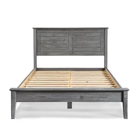 Contemporary Grey Solid Pine Platform Bed Queen frame with slatted foundation HomePacific on Tampa Home & Garden Store