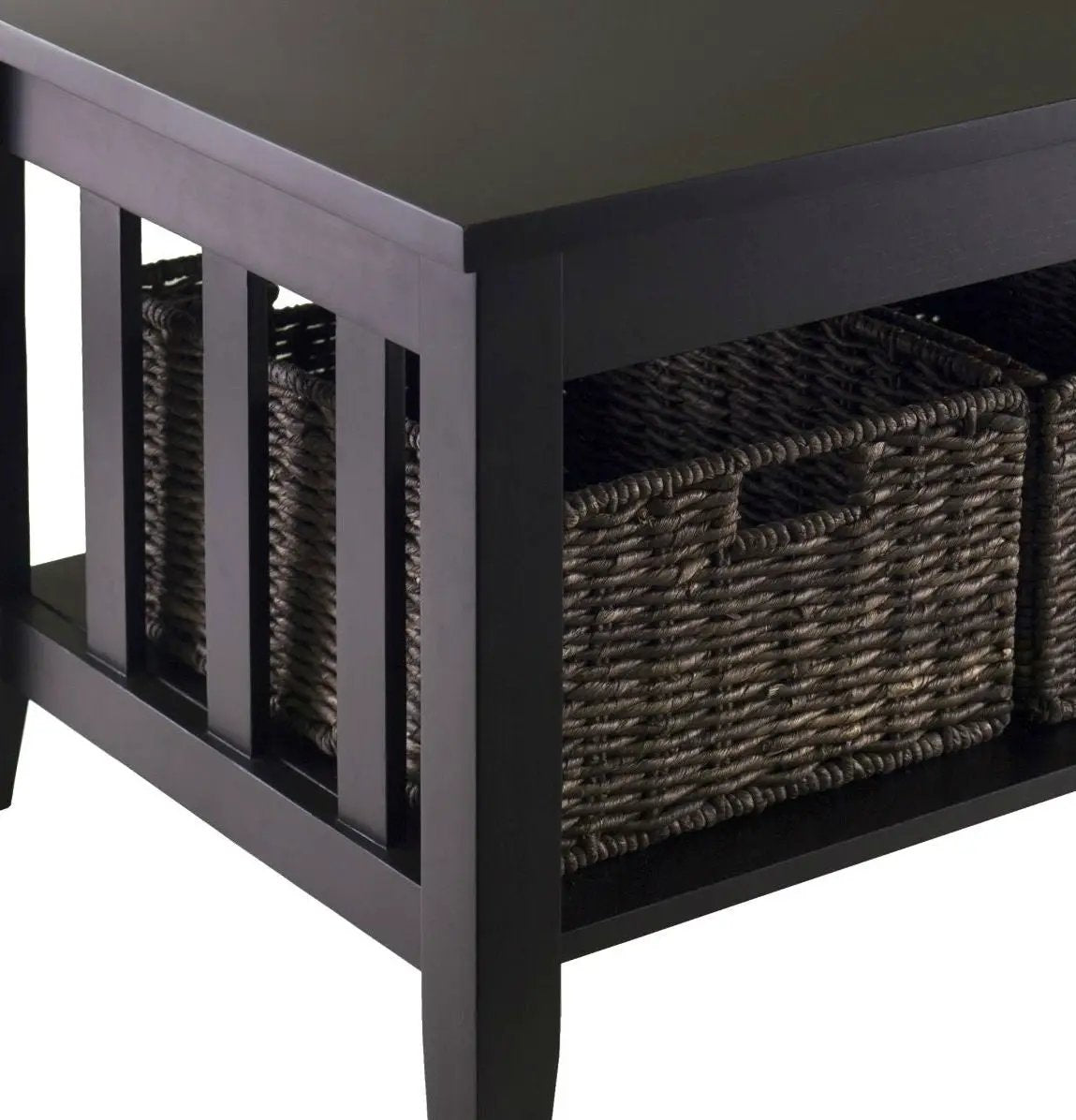 Espresso 2 Tier Coffee Occasional Table with 3 Storage Baskets - Tampa Home & Garden Store