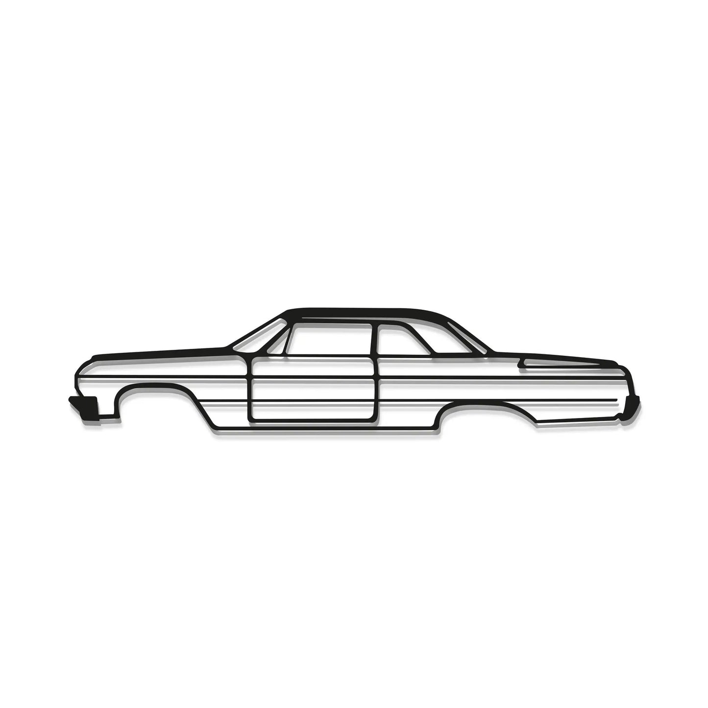 Impala metal car wall art, black line-drawn sedan silhouette for garage decor Modello Turbo on Tampa Home & Garden Store
