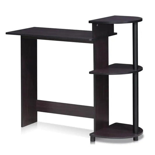 Contemporary Computer Desk for Home Office Black by HomePacific with right side curved shelves on Tampa Home & Garden Store
